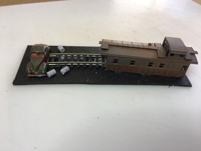 Abandoned Caboose and Old Car N Scale Trains