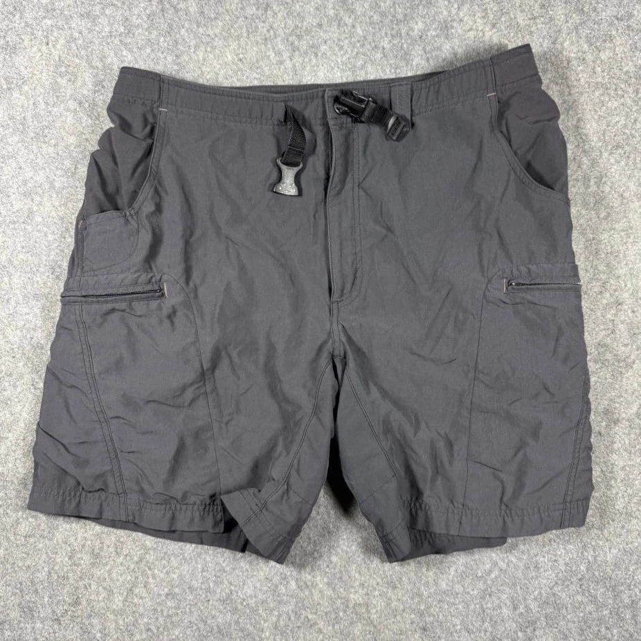 REI Sahara Mens 34 Dark Gray Nylon Hiking Cargo Shorts UPF 40+ Built-in Belt