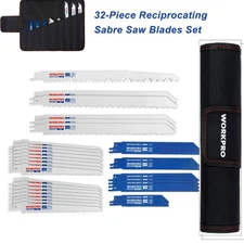 WORKPRO Reciprocating Sabre Saw Blades Set with Organizer Pouch 32Pcs,Wood&Metal