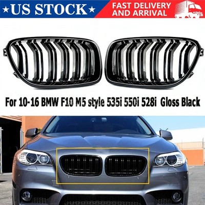 For 10-16 BMW F10 M5 style 535i 550i 528i Front Hood Kidney Grille Gloss Black