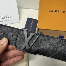 Louis Vuitton Belt - Black Graphite Logo Belt Mens Size 30 Pants