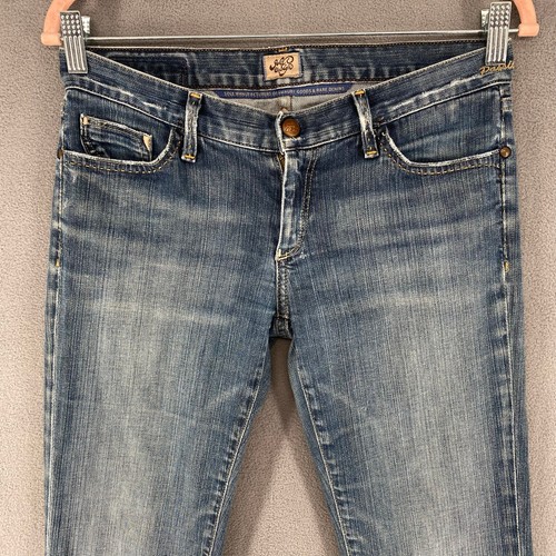 Jean vintage Y2K 00s dorado signo Passion tiro bajo corte boot acampanado 28 azul hecho en EE. UU. - Imagen 4 de 17