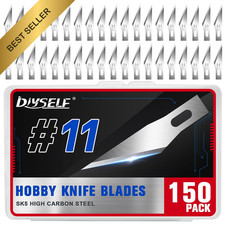 DIYSELF 150 Pcs Exacto Knife Blades #11 SK5 High Carbon Steel Craft Replacement