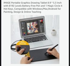 IMAGE Graphics Drawing Tablet 8.9 5.3 Inch with 8192 Levels Pen SEALED