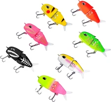 7 Pack Mini Glide Bait, Raptor Glide Bait, Swimbait Fishing Lures for Freshwater