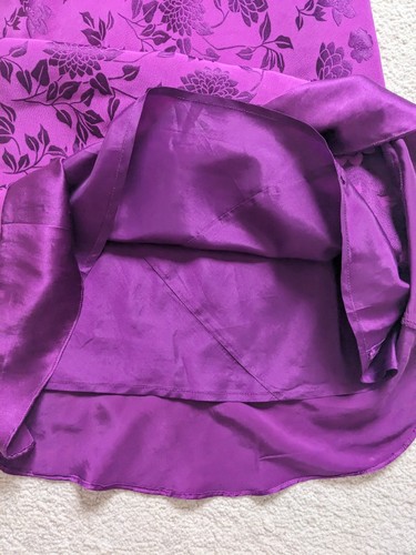 Monsoon Vintage V-Neck Purple Floral Silk Blend Midi/Maxi Dress Size 14 (10-12) - Picture 6 of 11