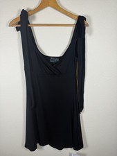 ASOS Black Jersey Tank Dress Shoulder Tie Detail Balletcore Sz 8 NWT