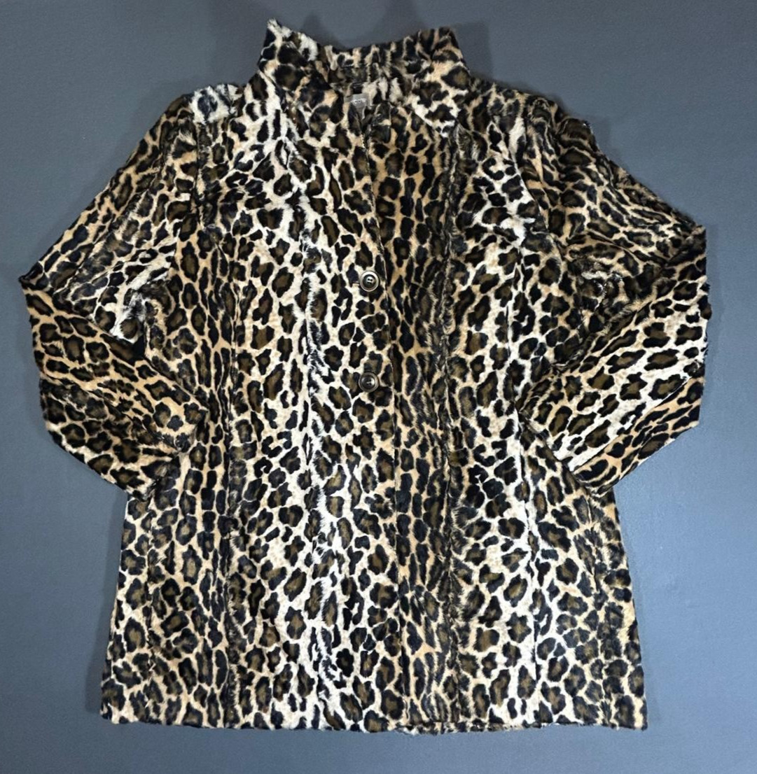 Chicos  Leopard Print Jacket Button-Front Long Sl… - image 1
