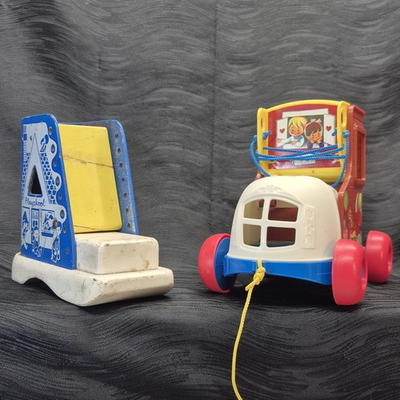 #ad #ad VINTAGE Fisher Price Little People Pull A Long Lacing Shoe amp; Carriage Toy Lot $15.99