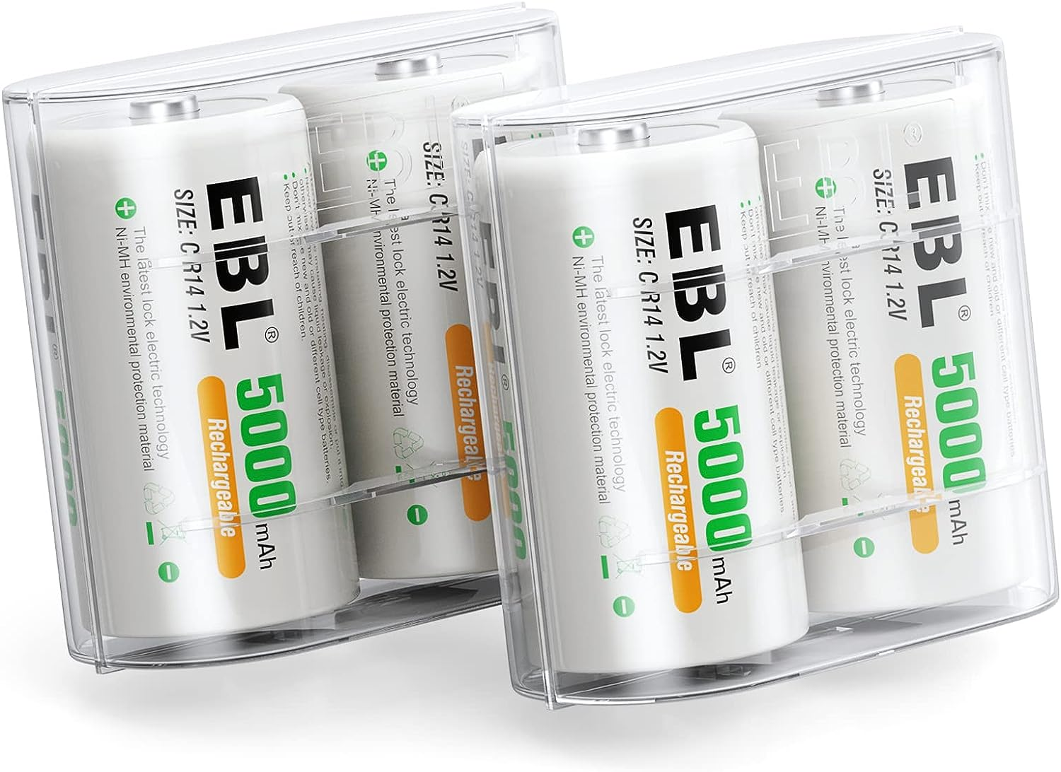 C Batteries High Energy 5000Mah Ready2Use C Rechargeable Battery Cells, 4 Counts-image