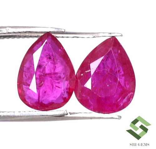 9x7 mm Certified Natural Ruby Pear Cut Pair 3.34 CTS Mozambique Loose Gemstones - Picture 3 of 6