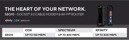ARRIS SURFboard SBG10 DOCSIS 3.0 16x4 Gigabit Cable Modem & AC1600 Wi-Fi Router - Picture 5 of 6