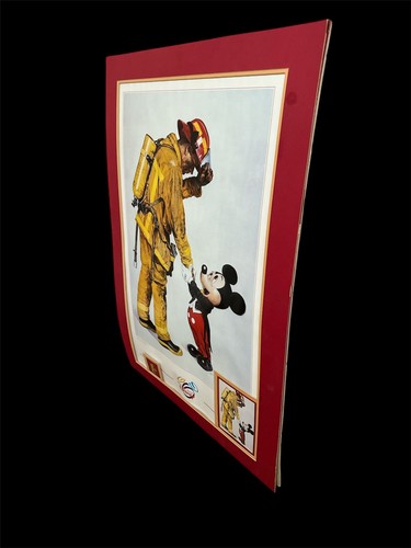 Disney Mickey Tribute To Firefighters Poster Print Charles Boyer 36"x24" & Pin - Picture 4 of 5