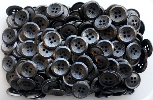 Buttons 25mm 40L Gunmetal Dark Silver Grey Metal 4 Hole Industrial Textured L10 - Picture 1 of 24