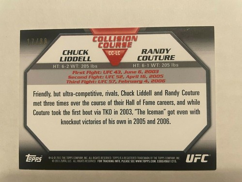2011 UFC Moment of Truth Collision Course Chuck Liddell/Randy Couture #17/88 Hot - Picture 2 of 2