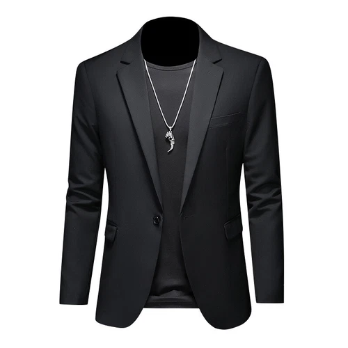 Men's Jacket Suit Blazer Slim-Fit Suit Wedding Business Dress Casual Suit Tops - Picture 17 of 31