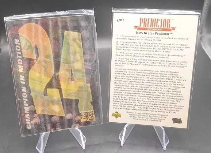 JEFF GORDON 1996 UPPER DECK #DP1 PREDICTORS & 1996 PINNACLE #62 SPEED FLIX - Image 4 of 4