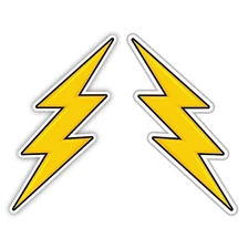 2 Pack Pair of Lightning Bolt Vinyl Sticker Decal Inverse Mirror Thunder Bolts