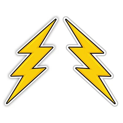BLACK DIAMOND ART 2 Pack Pair of Lightning Bolt Vinyl Sticker Decal Inverse Mirror Thunder Bolts