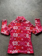 WOMENS SPYDER 1/4 ZIP SKI SWEATER RED, BRIGHT PINK, ORANGE, WHITE SNOWFLAKE 8 M 