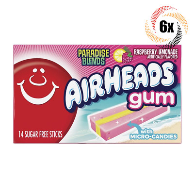6x Packs Airheads Paradise Blends Raspberry Lemonade Gum | 14 Sticks Per Pack
