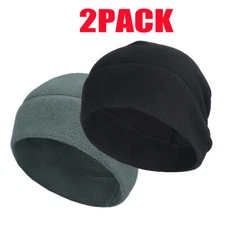 2PACK Mens Tactical Fleece Skull Cap Winter Warm Beanie Military Army Watch Cap