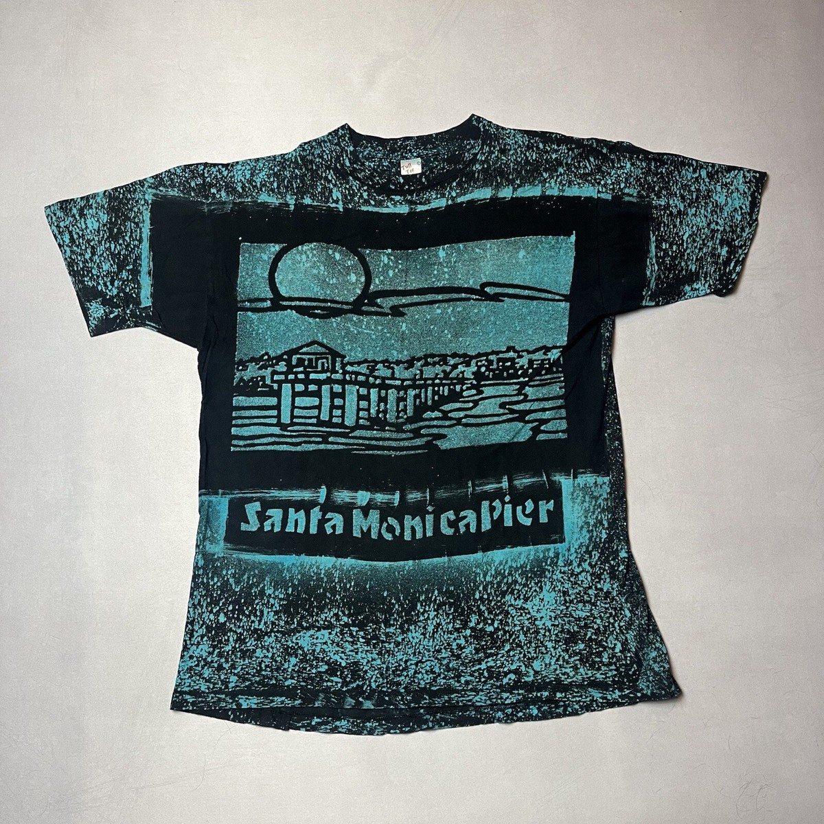 Vintage 80s 90s Santa Monica Pier Surf Skate AOP Single Stitch T