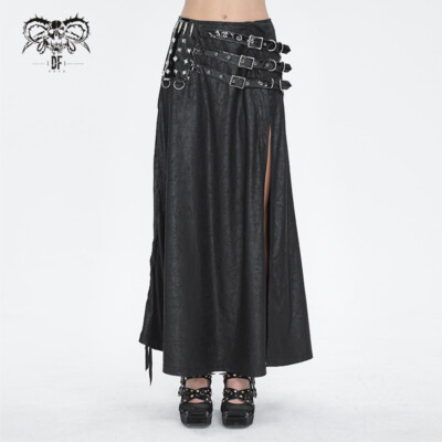 【PORTERNA】Mary belt long skirt DEVIL FASHION Black Gothic Punk Studded Leather Belt Long
