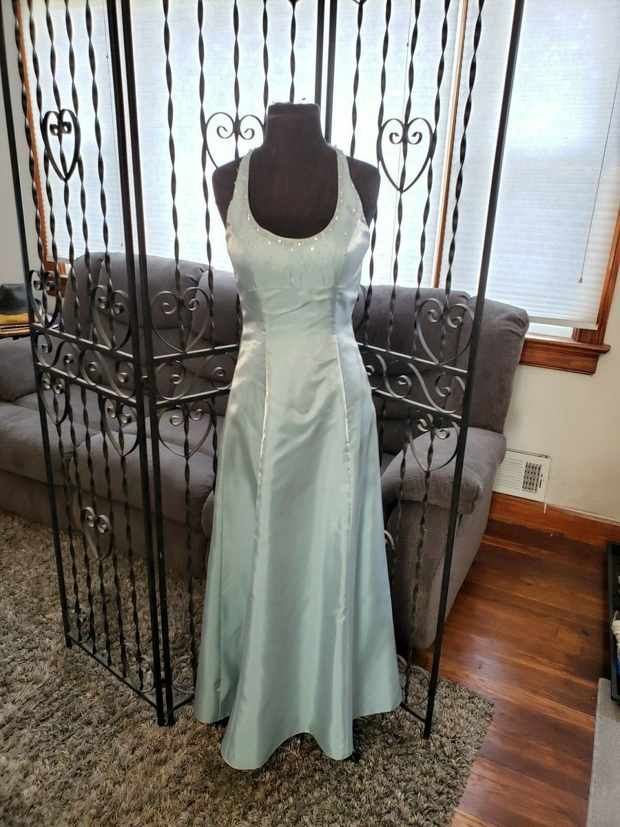 iridescent bridesmaid dress Prom Bridesmaid Homecoming Empire A-line Iridescent Satin Galaxy Blue Size  10