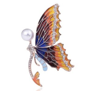 Authentic Butterfly Lady Austrian Rhinestone Crystal Brooch Pin Animals Gold-Plated K2728