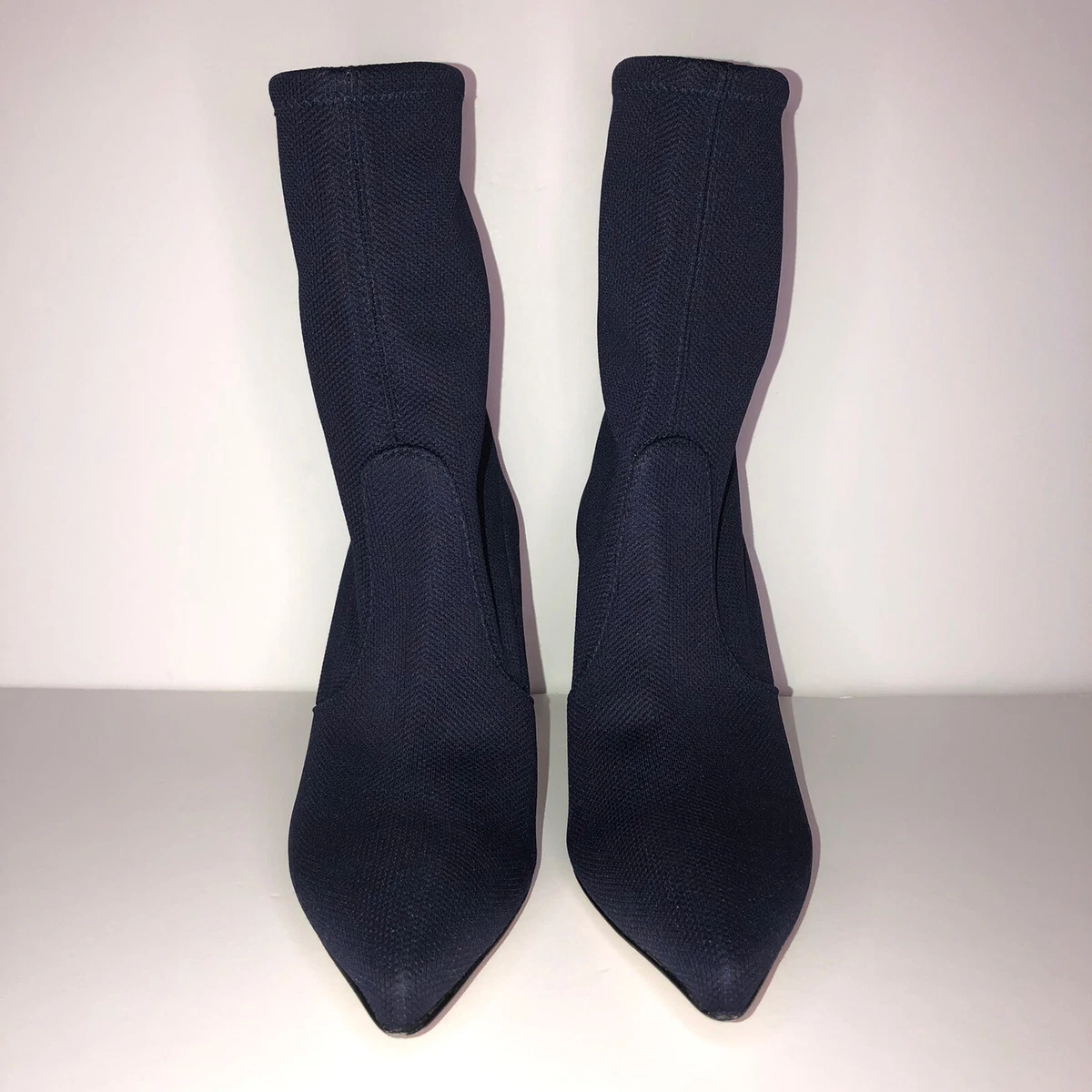 STUART WEITZMAN RAPTURE 75MM Navy Stretch Ankle Booties Boots Size