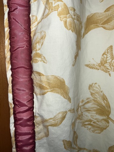 CUSTOM KRAVET TAB TOP DRAPES GOLD TOILE~FLANNEL LINED~82” LONG - Picture 2 of 5