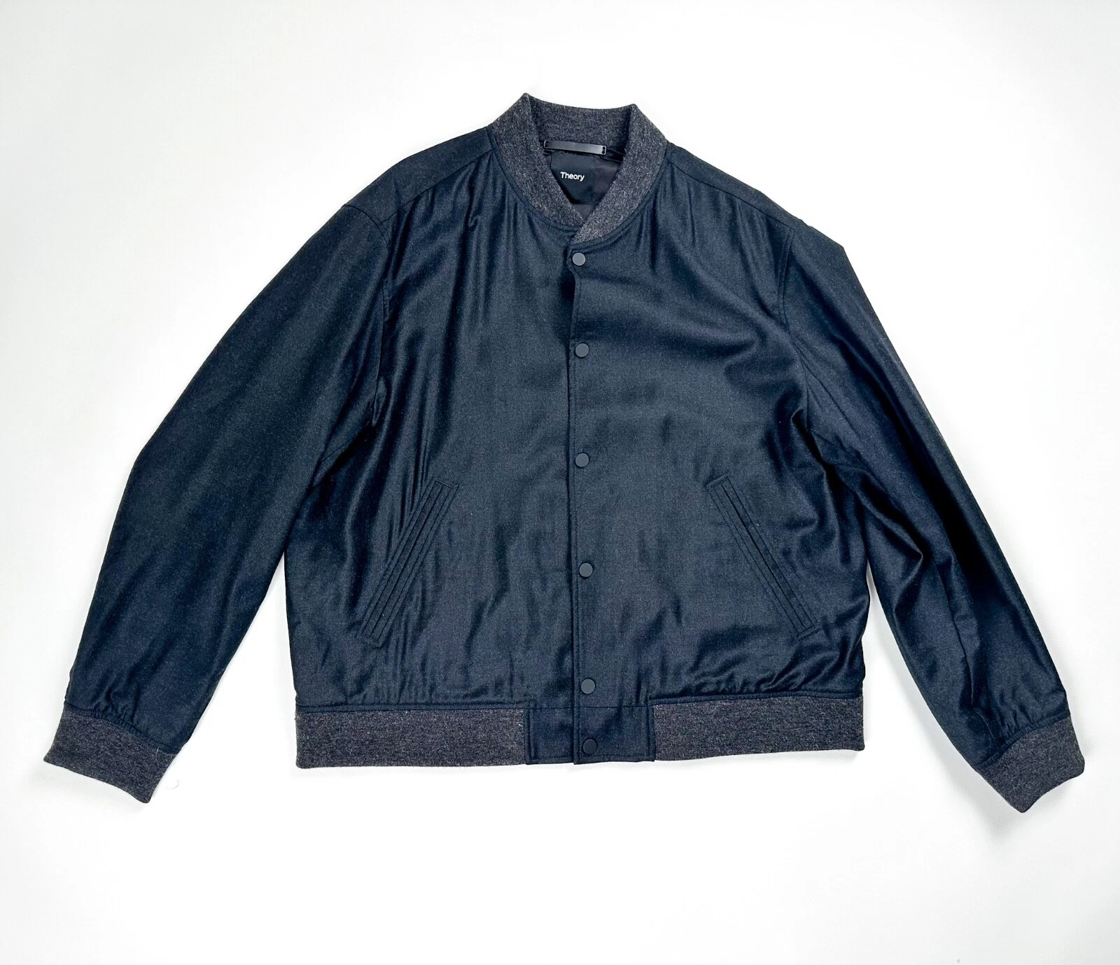 Theory Giacca Uomo Lana Flanella Slim Fit Snap Front Varsity 2XL $595