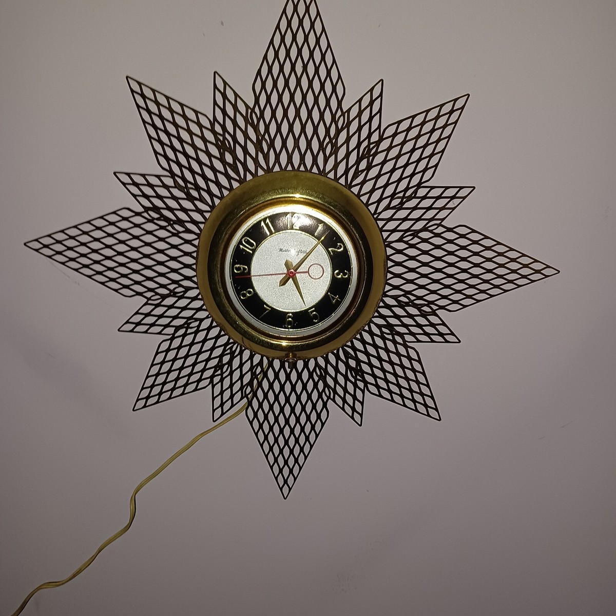 vintage/50’S MASTER CRFTERS/Wall Clock MASTERCRAFTERS STARBURST #128 WALL CLOCK 1950'S RARE ALL