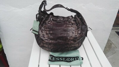 Sac à Main KESSLORD En Cuir De Vachette Souple Couleur Marron Reptile - Taille Moyenne - Neuf Avec étiquettes
