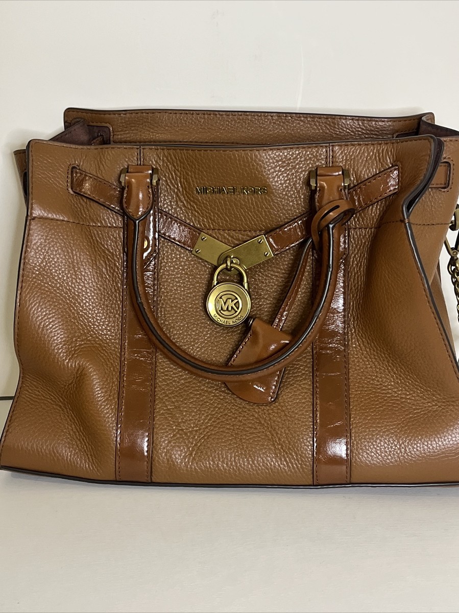 Michael Kors Nouveau Hamilton Medium Zip Satchel Bag Mustard Brown