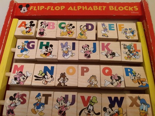 Vintage Disney Flip Flop Alphabet Blocks Mickey Minnie Mouse Goofy Educational - Picture 6 of 7