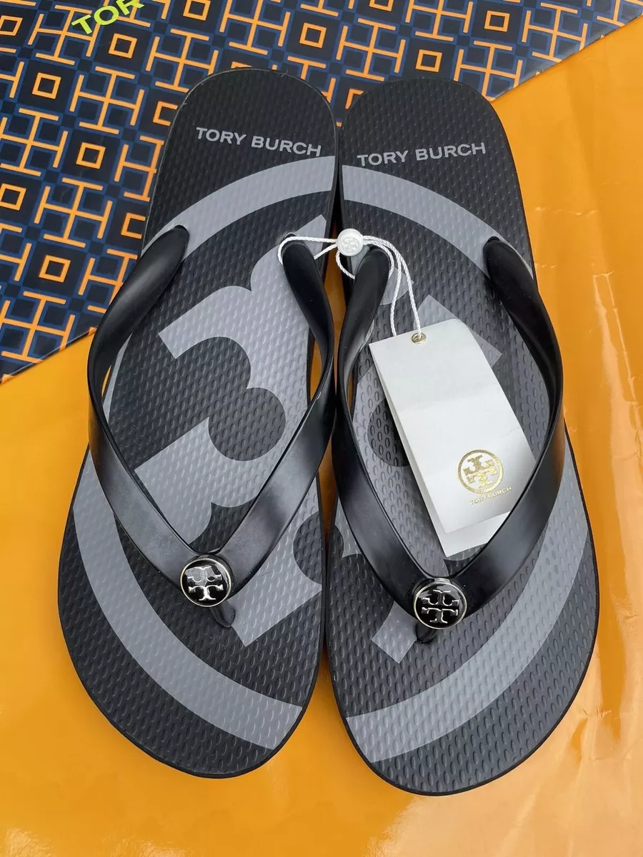 NWT Tory Burch Emory Platform PVC EVA Flip Flop Sandal Gold Enamel
