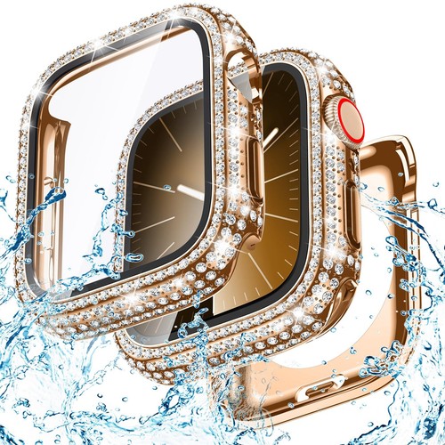 2-pak Ochrona ekranu Etui Bling Crystal Cover do Apple Watch 11 10 9 8 7 6 SE - Zdjęcie 4 z 21