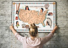 Native American Indian Tribe Map History Poster Home Decor Tribal Spirit Nation