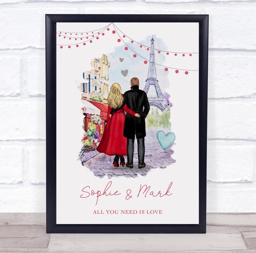 Love Paris Torre Eiffel Regalo Romántico para Él o Ella Estampado Personalizado para Pareja - Imagen 1 de 6