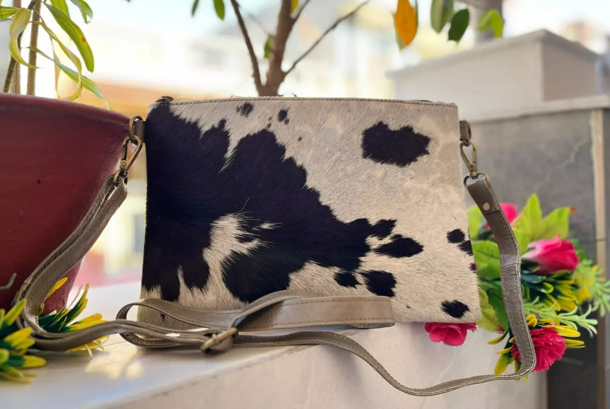 crossbody cow print purse