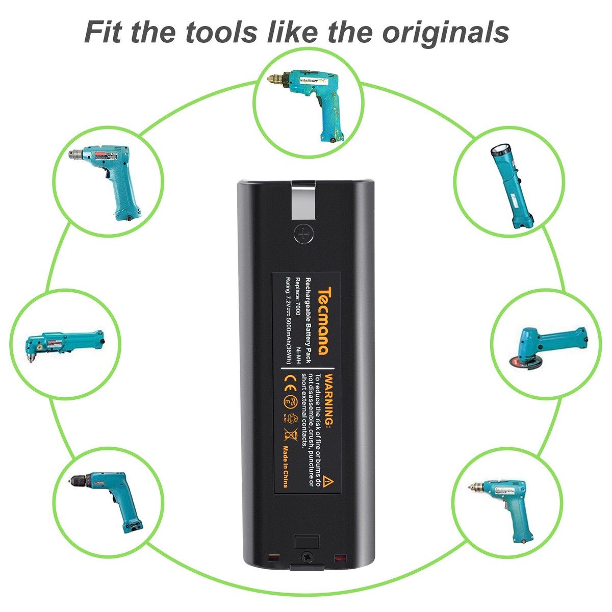 2Pack 7,2V 5,0Ah Ni-MH Akku Für Makita 7000 7002 7033