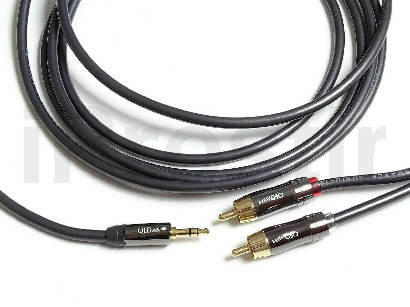 QED Performance Audio J2P Grafitowe 3,5 mm Mini Jack do 2 adapterów RCA AUX Ograniczona sprzedaż, wysoka jakość