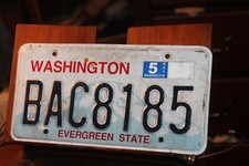 2010 Washington License Plate Evergreen State BAC8185 DENTED