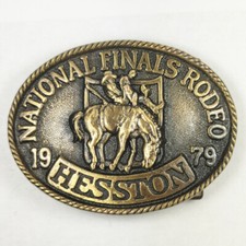 New Western Cowboy Bull Rider 1979 Hesston National Finals Rodeo NFR Belt Buckle