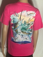 Guy Harvey Original Fish Marlin Ocean Beach Water Island Small S Pink T-shirt
