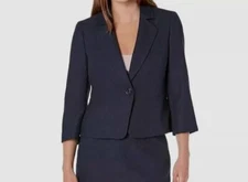 Le Suit Women's Blue Jacquard Single Button Suit Separate Jacket Size 2P