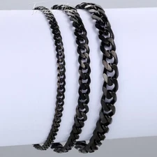 3/5/7mm Black Stainless Steel Cuban Curb BRACELET Men Women Chain 7-10inch