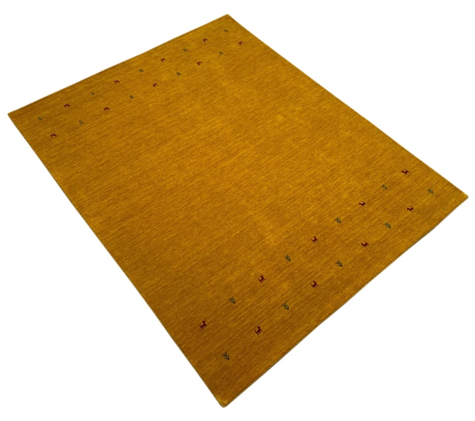 Gold Gabbeh Teppich 100% Wolle Orientteppich Handgewebt  Loom Brücke G625T3 - Bild 1 von 1